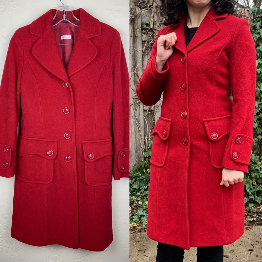 Max&Co. Wool Mantello Red Pea Coat MaxMara
